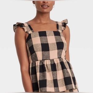 Who What Wear Ruffle Linen Peplum Tank Size Medium